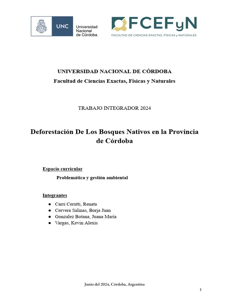 Deforestación De Los Bosques Nativos De La Provincia De Córdoba | PDF ...