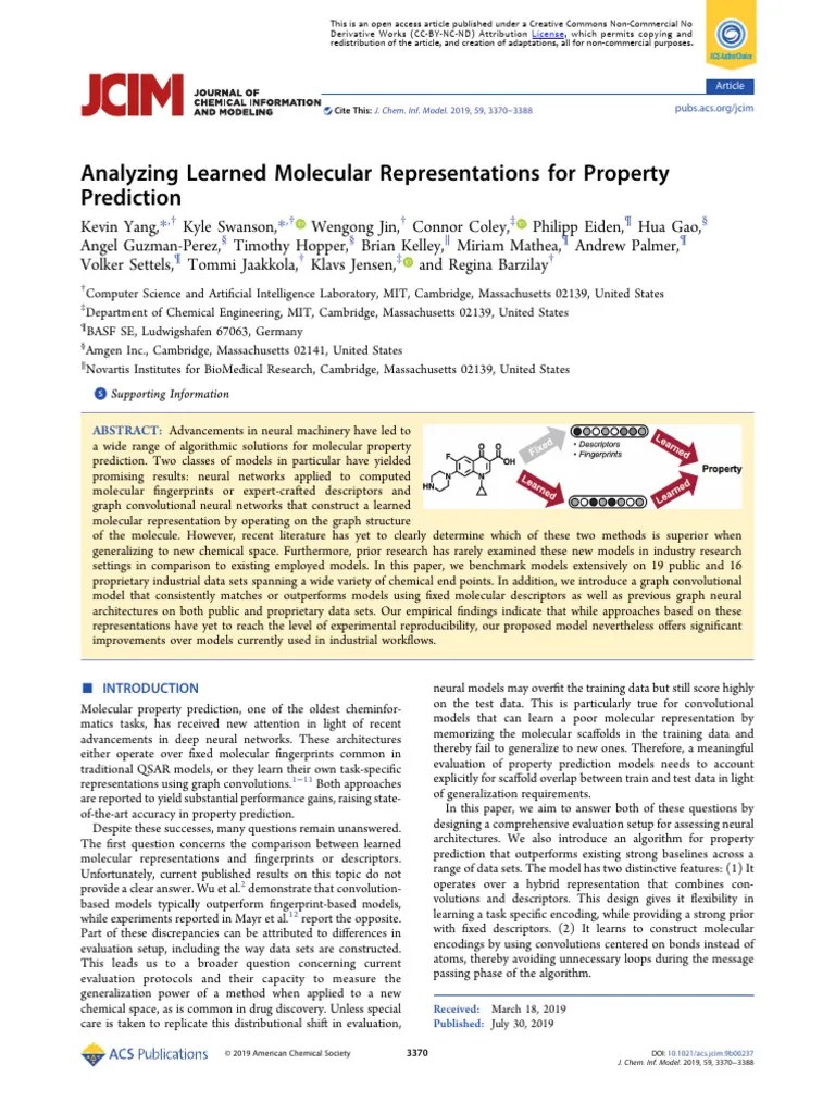 Yang Et Al 2019 Analyzing Learned Molecular Representations For ...