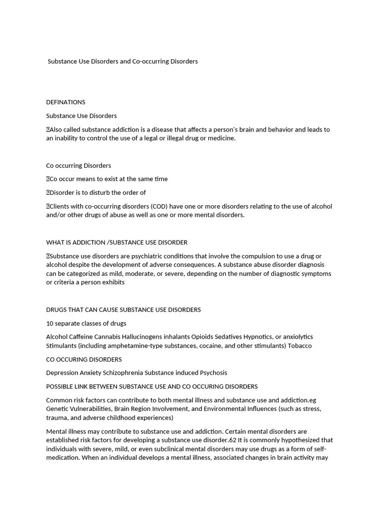 Substance Use Disordersand Co Occurring Disorders | PDF