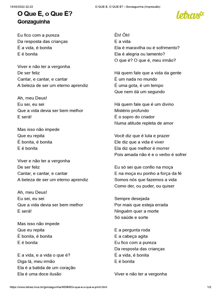 O QUE É, O QUE É_ - Gonzaguinha (Impressão) | PDF