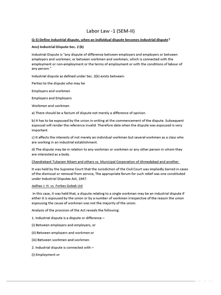 Labour Law 1 Notes Compress | PDF