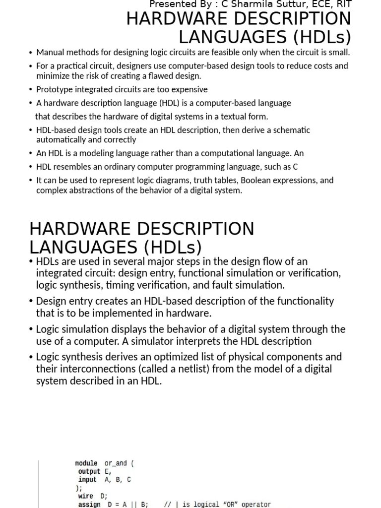 DD HDL Verilog PPT Complete Css | PDF
