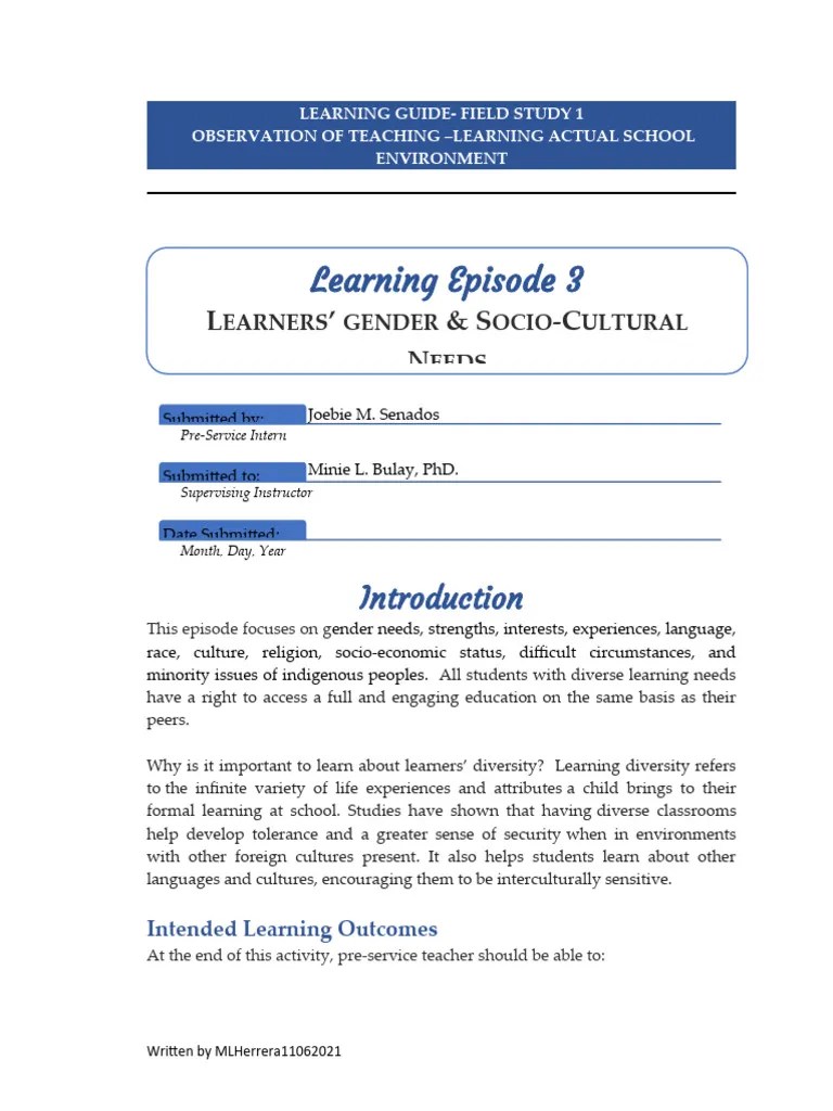 FS 1 LEARNING EPISODE 3 | PDF