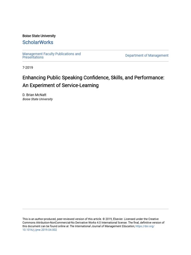 Enhancing Public Speaking Confidence Skills And Performance_ An | PDF | Self Efficacy | Service ...
