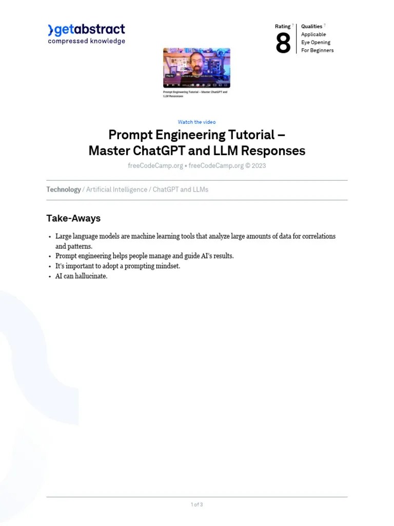 Prompt Engineering Tutorial Master Chatgpt And LLM Responses En 49014 | PDF | Artificial ...