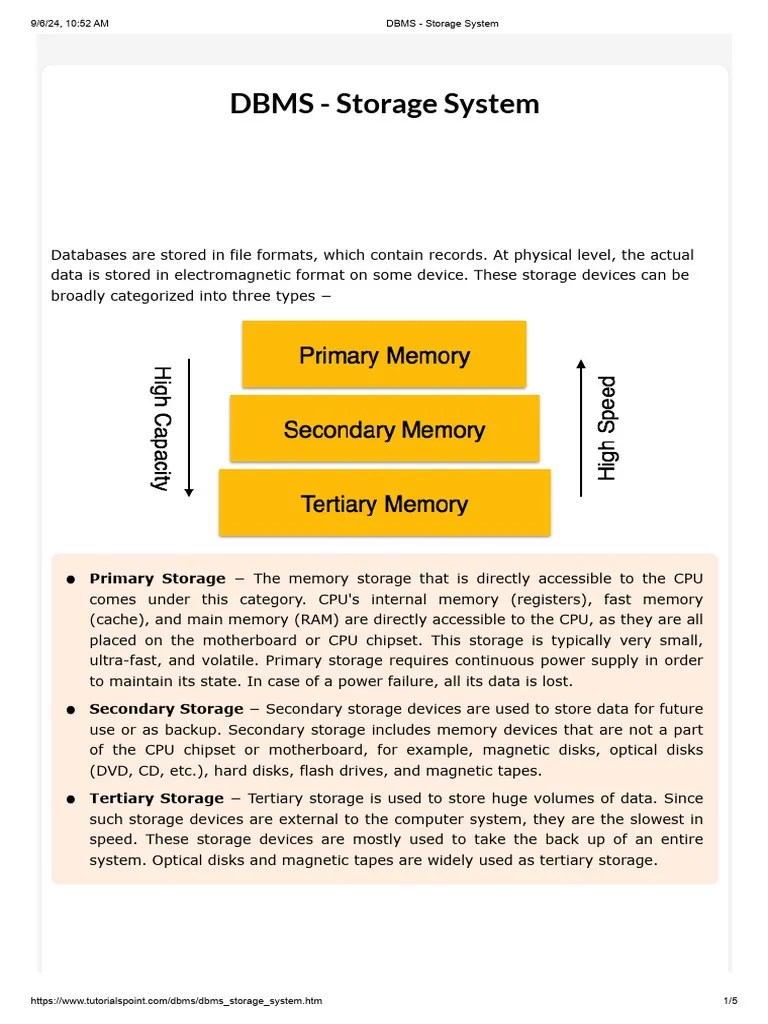 DBMS - Storage System | PDF | Computer Data Storage | Disk Storage