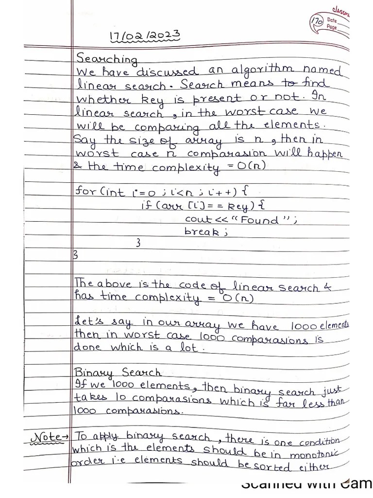 Searching_and_Sorting_ClassI_Notes | PDF