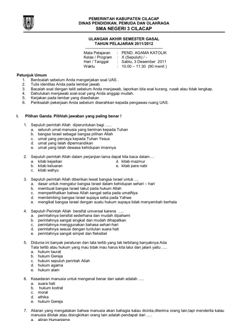 Maybe you would like to learn more about one of these? Latihan Soal Agama Katolik Kls 10 Semester 1 K13 Jawabanku Id
