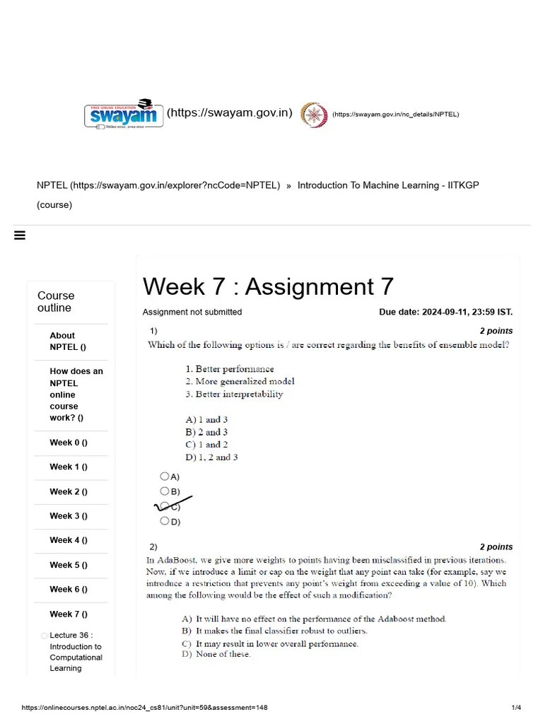 Introduction To Machine Learning - IITKGP - Unit 10 - Week 7 | PDF ...
