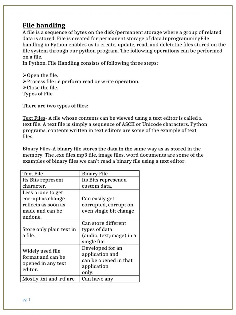 File Handling Complete Notes With Programs | PDF | Computer File | Text ...