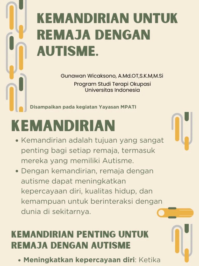 MPATI-Kemandirian Untuk Remaja Dengan Autisme. | PDF | Karier & Perkembangan