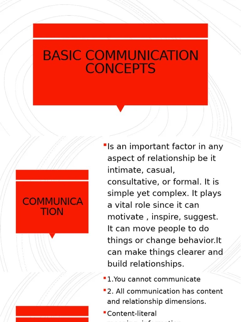 BASIC-COMMUNICATION-CONCEPTS (1) | PDF | Communication | Human ...