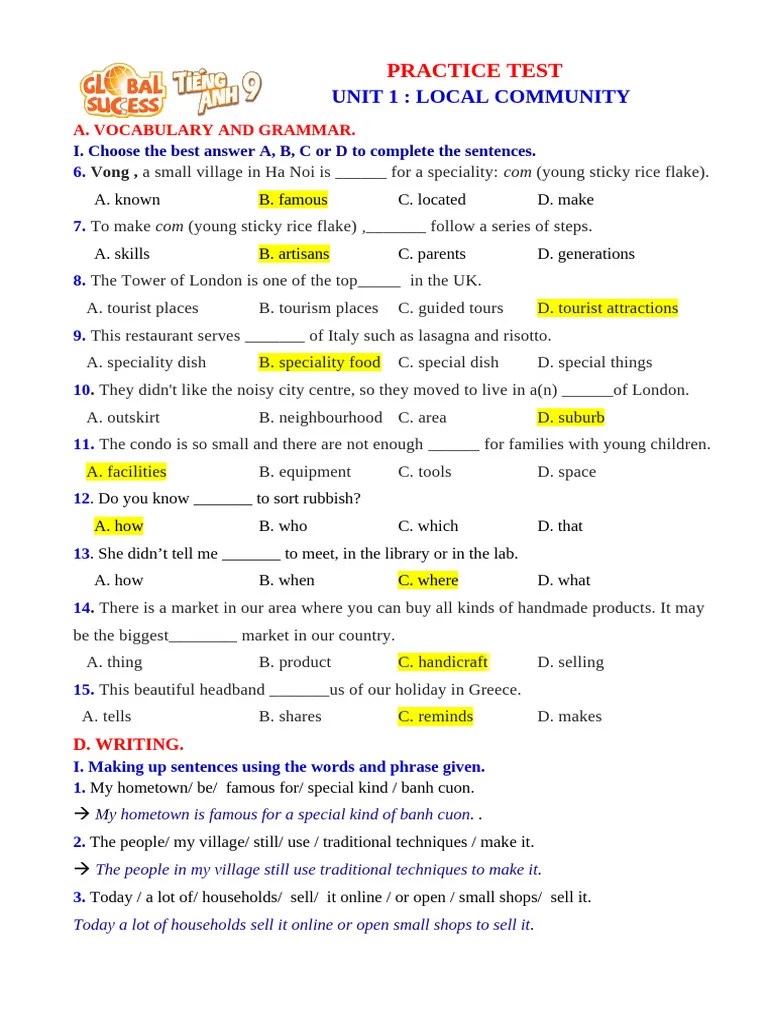 PRACTICE TEST UNIT 1 - HS Key | PDF | Social Science | Foreign Language ...