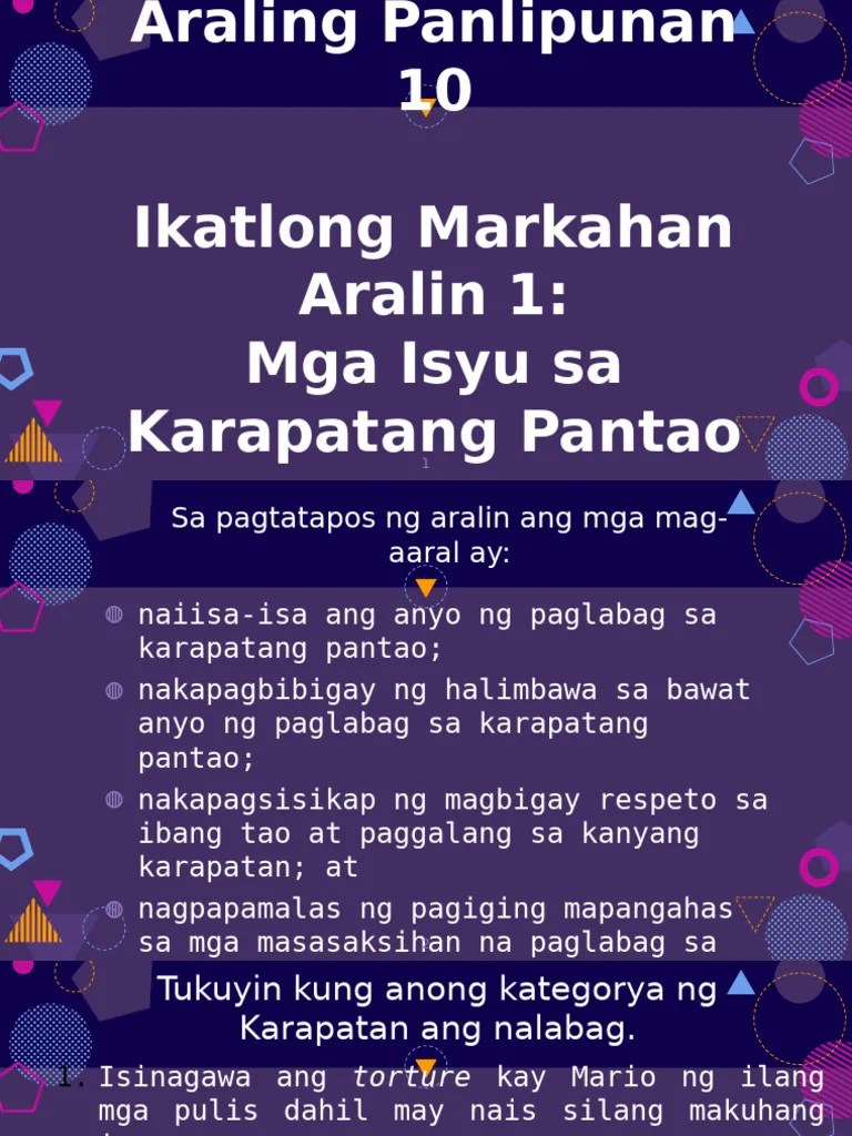 AP10 Q3 A1 Mga Isyu Sa Karapatang Pantao | PDF