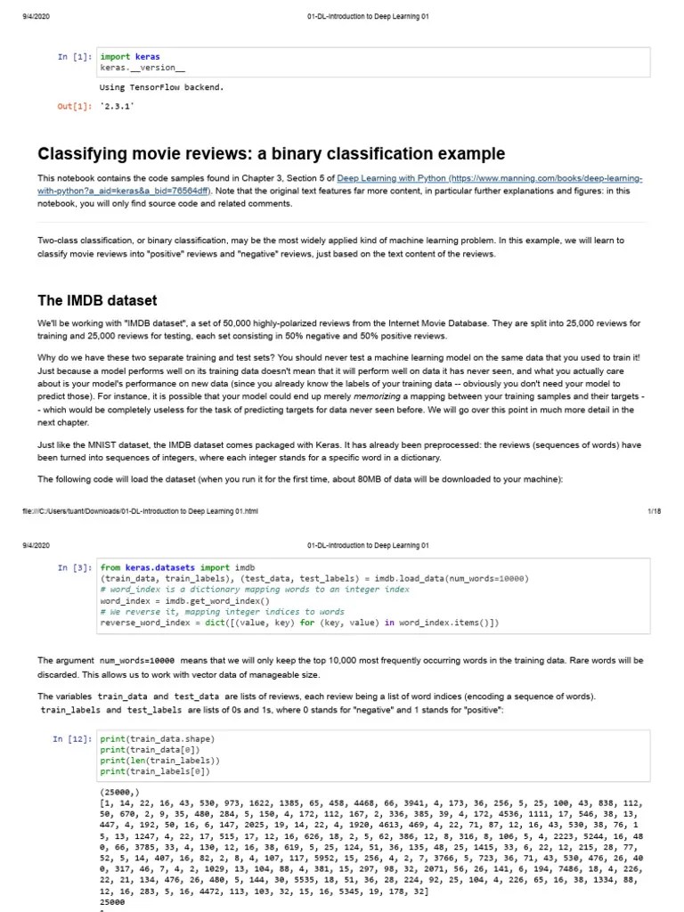 01-DL-Introduction To Deep Learning 01 | PDF | Deep Learning ...