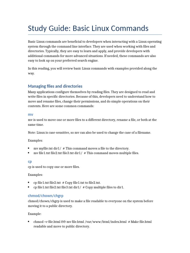Basic_Linux_Commands_Study_Guide | PDF | Computer File | Comma ...