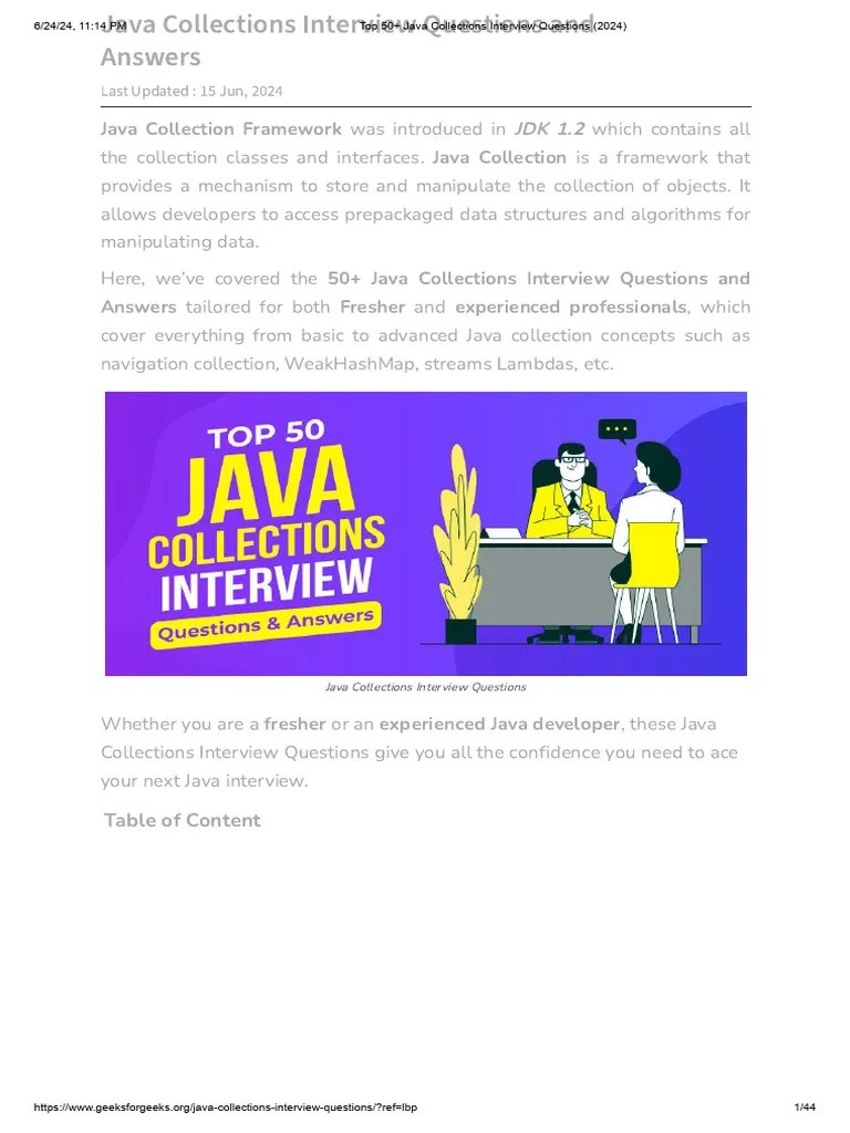 Top 50+ Java Collections Interview Questions (2024) | PDF | Class ...