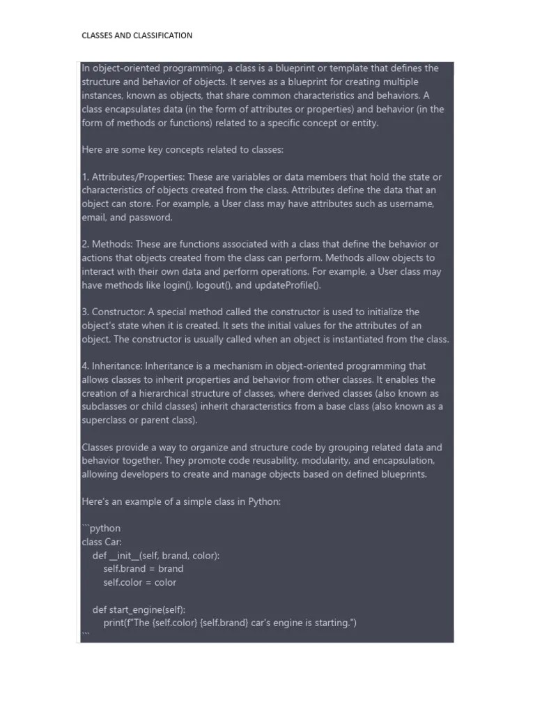 CLASS AND CLASS DIAGRAM | PDF | Class (Computer Programming ...