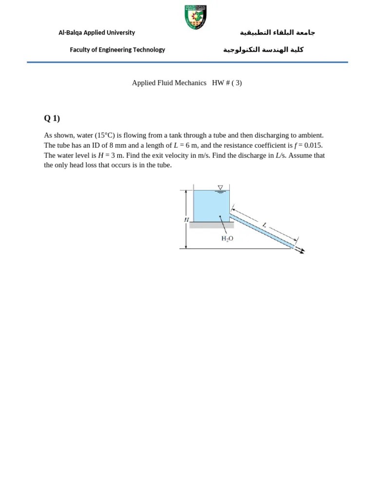 Applied Fluid Mechanics HW # 3 | PDF