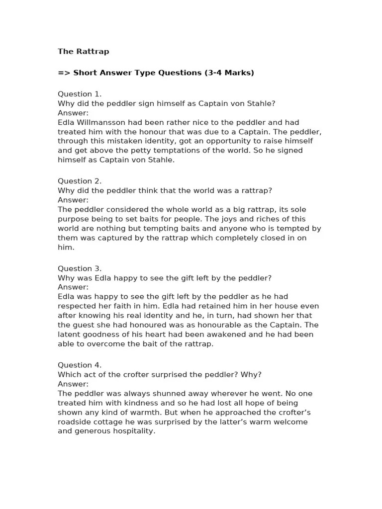 The Rattrap Class 12 English Pdf