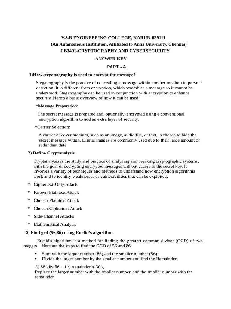 Answer Key 1 | PDF | Cryptography | Public Key Certificate