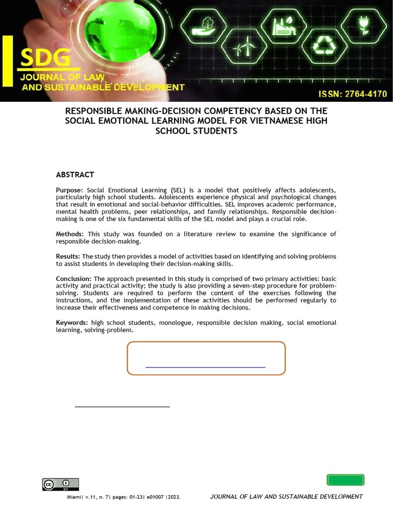 RESPONSIBLE MAKING-DECISION COMPETENCY BASED ON THE SEL | PDF ...