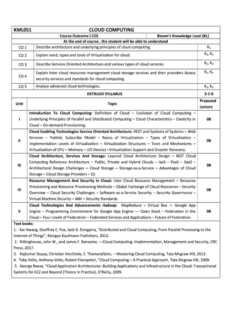 Cloud Computing Syllabus | PDF