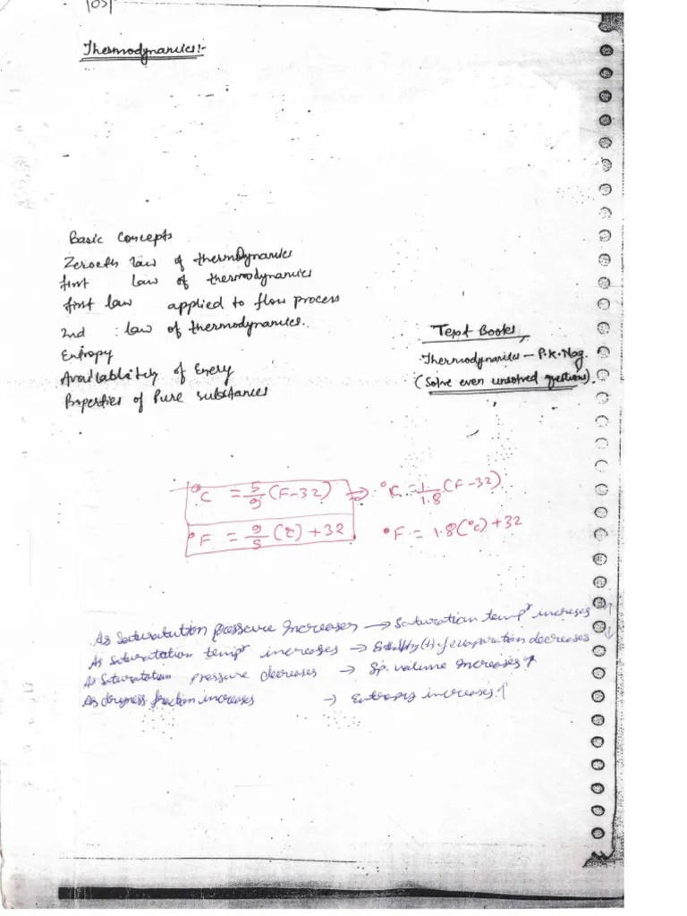 Thermodynamics Study Notes B & W | PDF