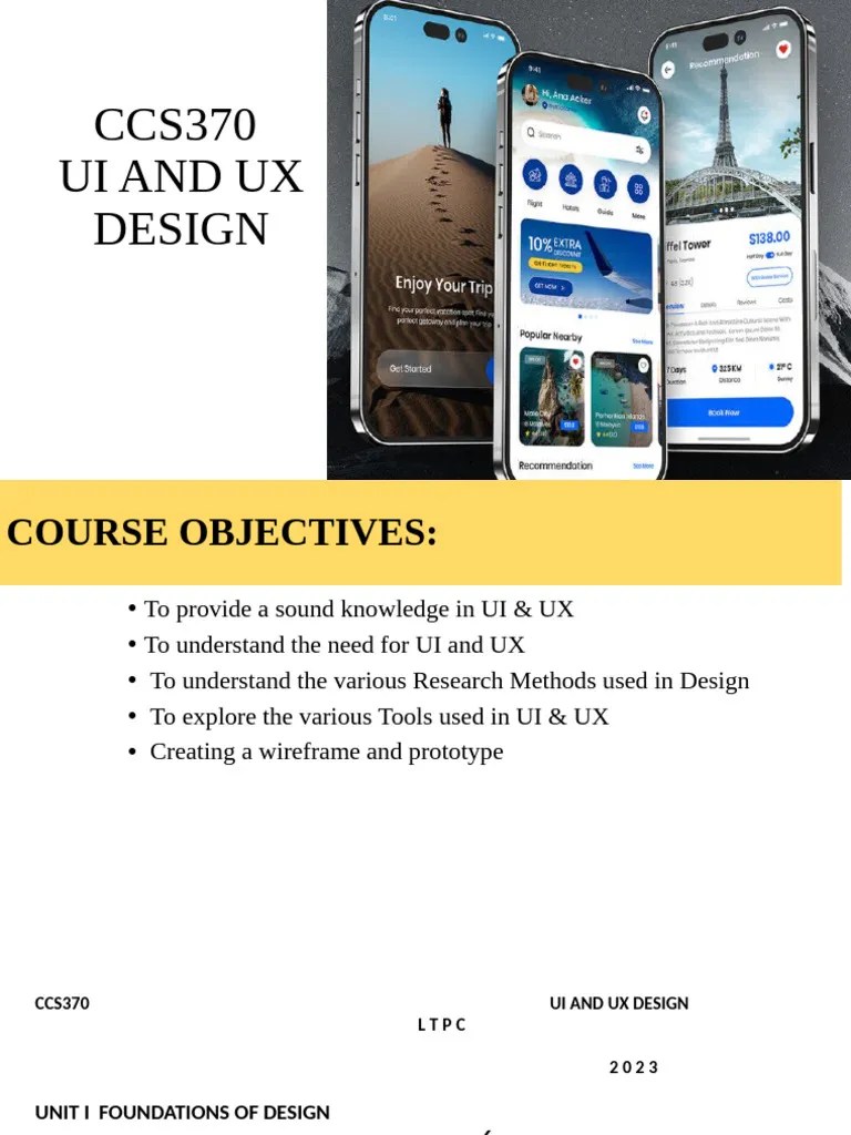 Ccs370-Ui &ux Design-Lecture 1-Ui And Ux Introduction 30.01.2024 | PDF | User Interface | User ...