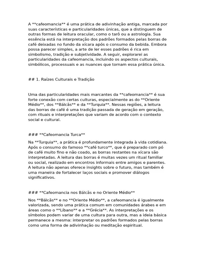 Cafeomancia E Suas Particularidades | PDF | Café | Grécia