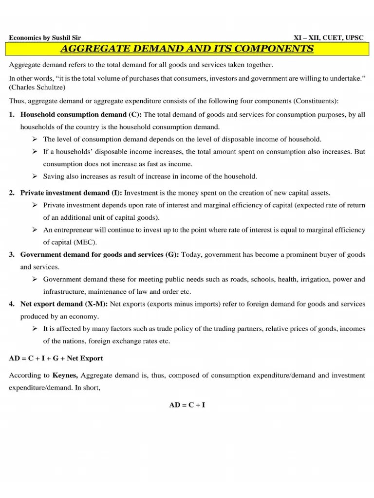 AGGREGATE DEMAND AND ITS COMPONENTS | PDF | Consumption (Economics) | Measures Of National ...