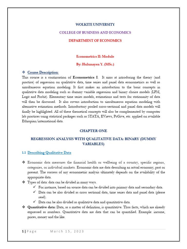 Chapter 1 Econometrics | PDF | Dependent And Independent Variables ...
