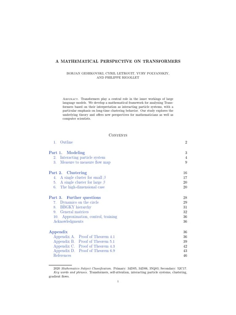 Math Insights Into Transformers Pdf Deep Learning Artificial