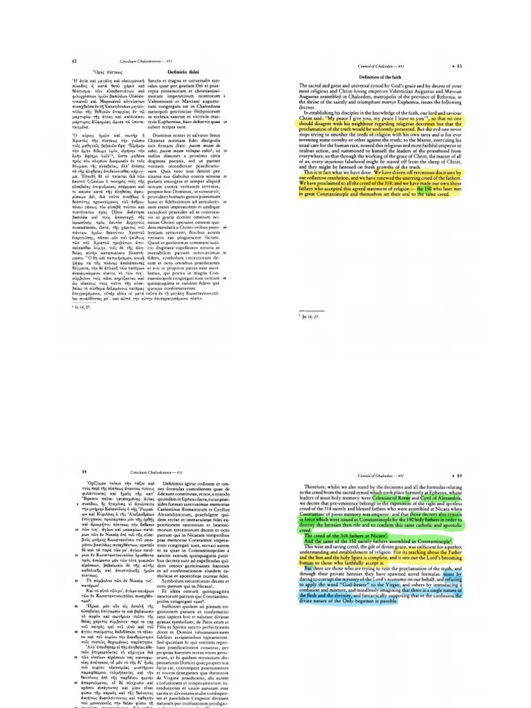 Definition Of The Council Of Chalcedon - 451 | PDF