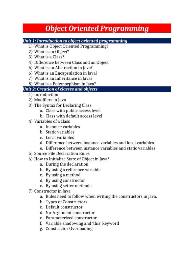 Object Oriented Programming | PDF | Programming | Constructor (Object ...