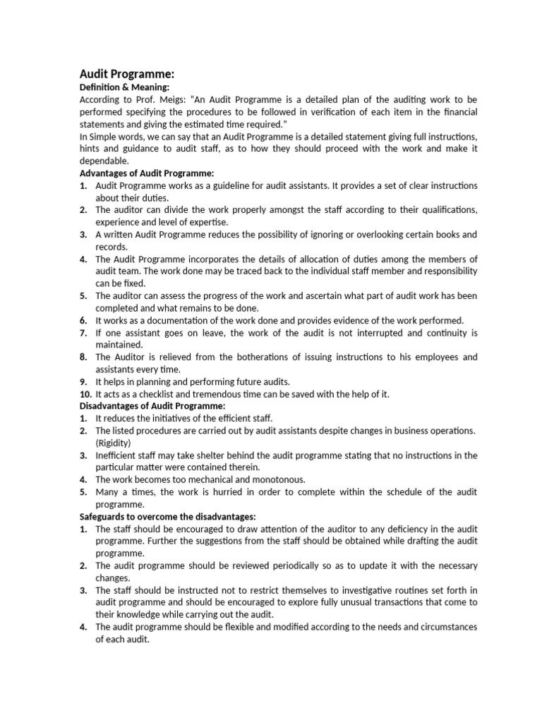 Audit Programme | PDF | Audit | Business