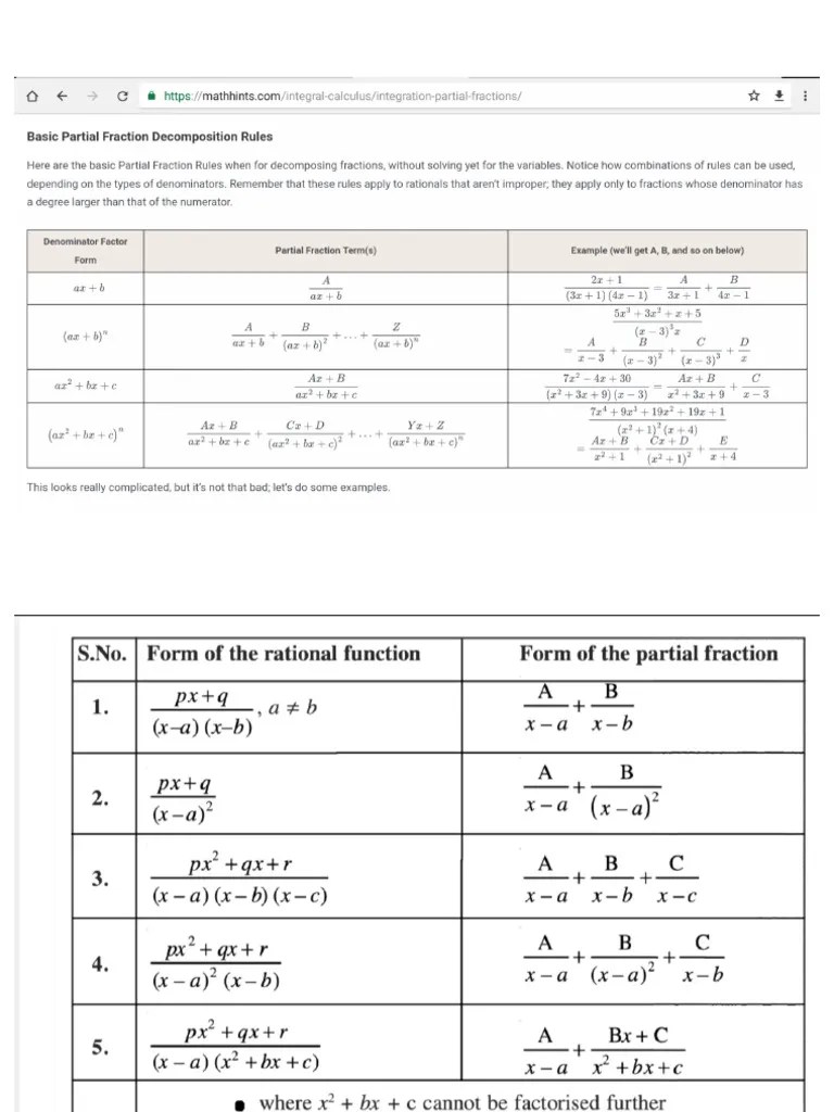 Integration By Partial Fractions | PDF