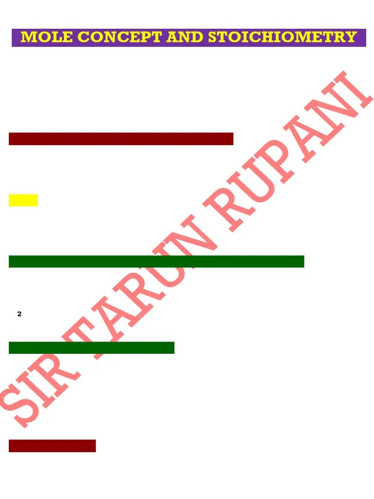 2408160508520818645mole Concept And Stoichiometry 2025 | PDF | Mole (Unit) | Molecules