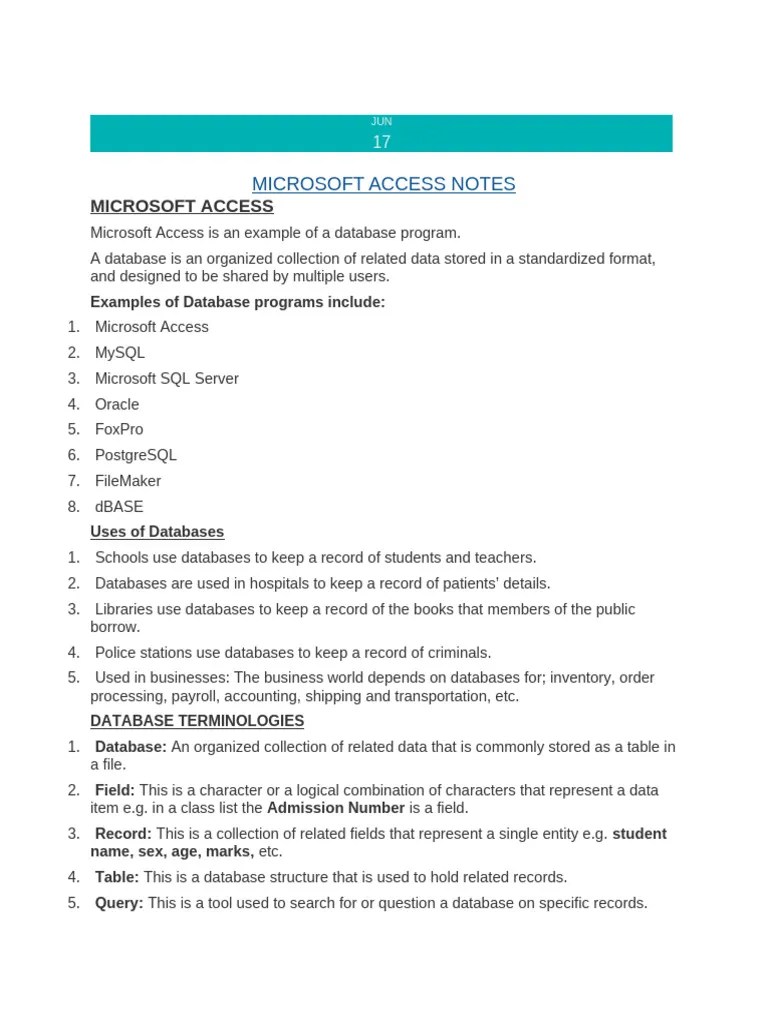 MS Acess | PDF | Microsoft Access | Databases