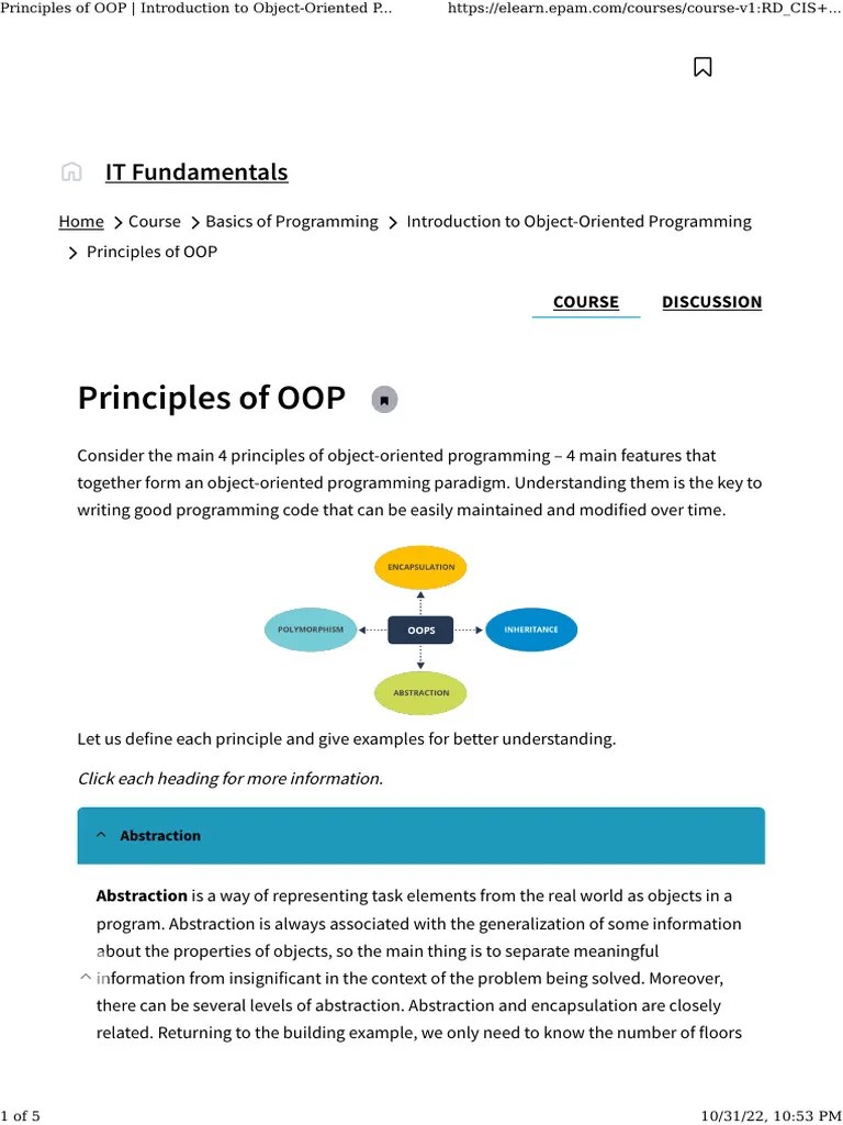 Principles Of OOP Introduction To Object-Oriented Programming ITF ...