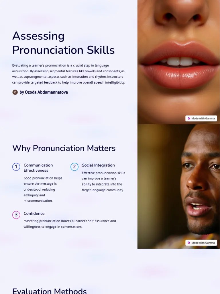 Assessing Pronunciation Skills | PDF | Fluency | Stress (Linguistics)