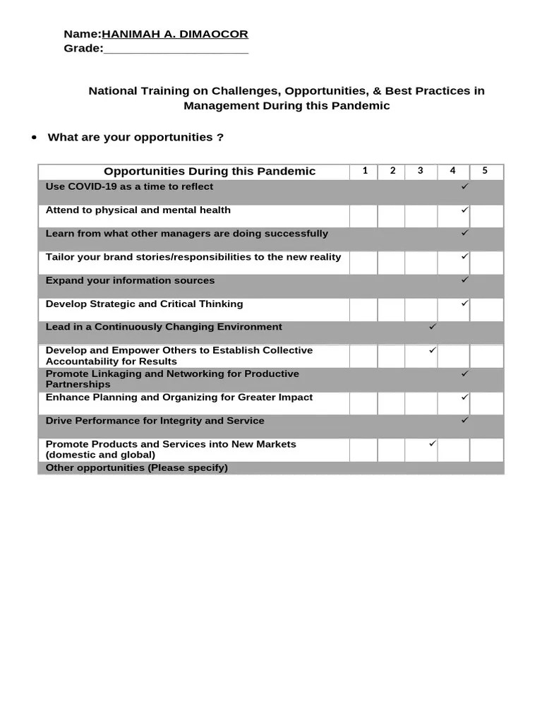 What Are Your Opportunities During Pandemic | PDF