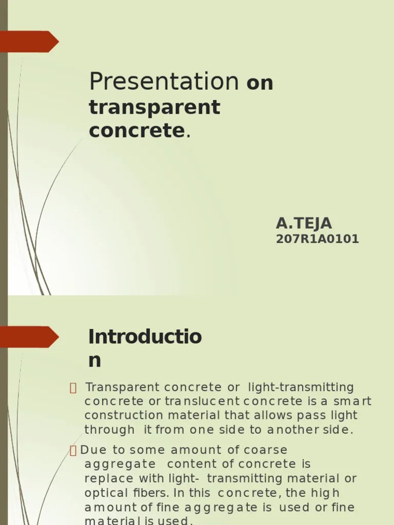 Transparent Concrete PPT - Removed | PDF | Concrete | Secondary Sector Of The Economy