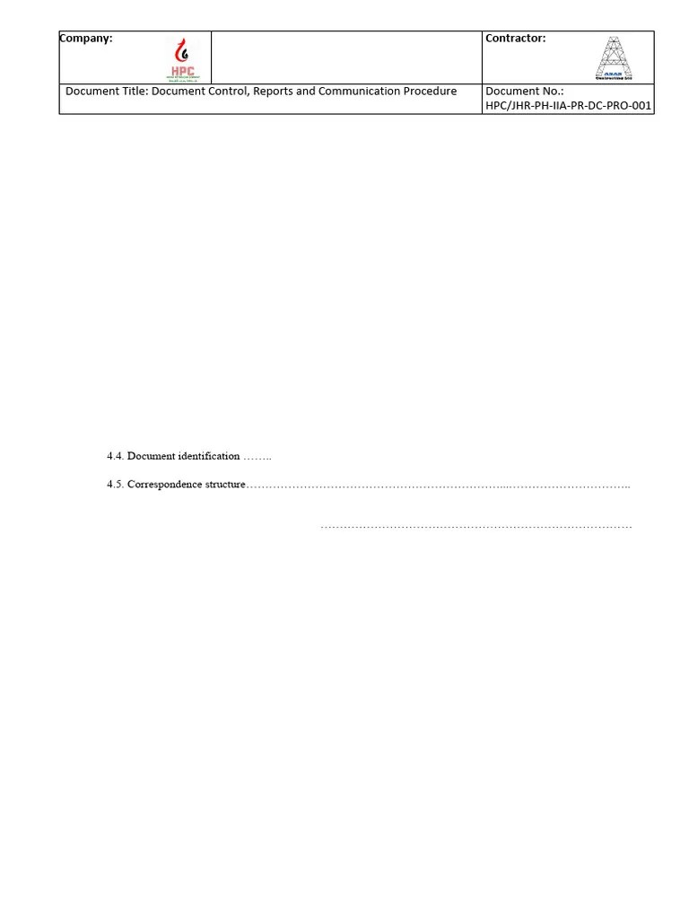 Document Control, Reports And Communication Procedure | PDF