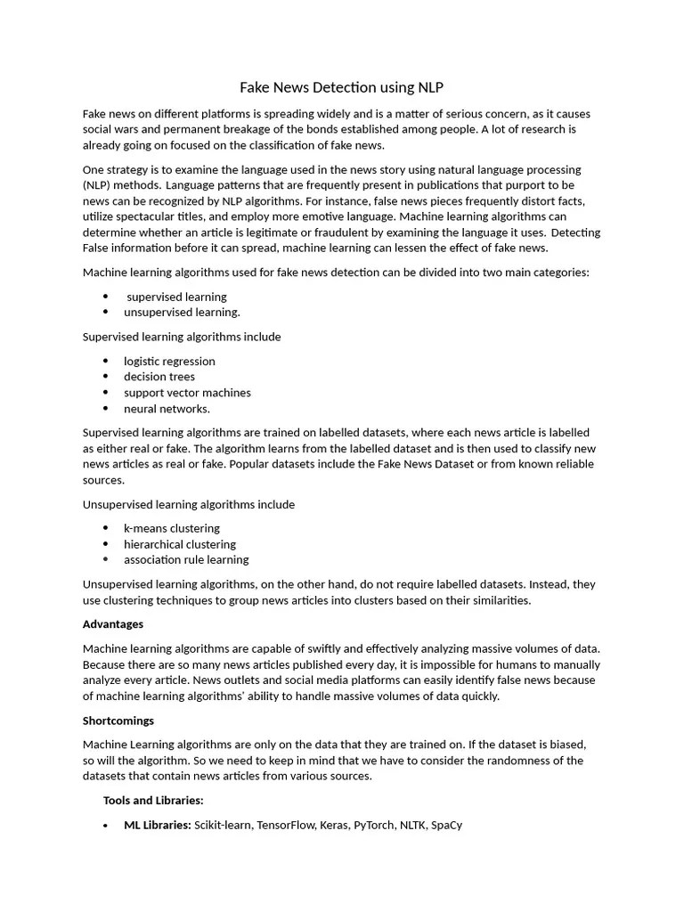Fake News Detection Using NLP | PDF | Machine Learning | Databases