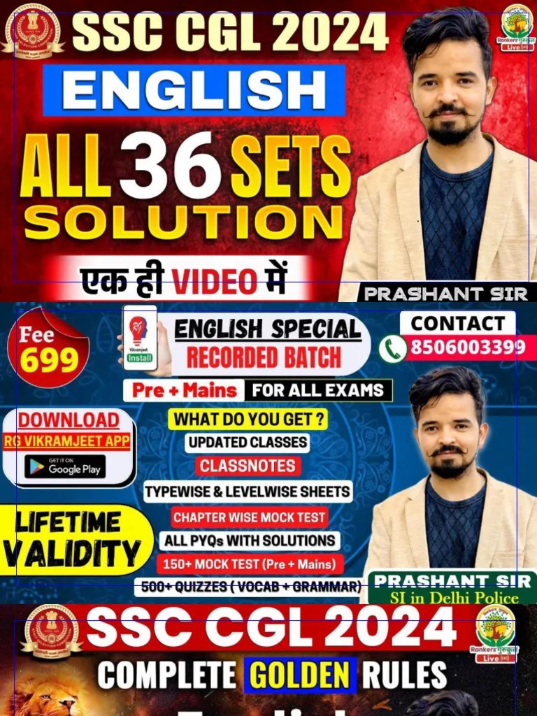 SSC CGL Pre 2024 36 Sets Solutions By Prashant Sir Class Notes | PDF