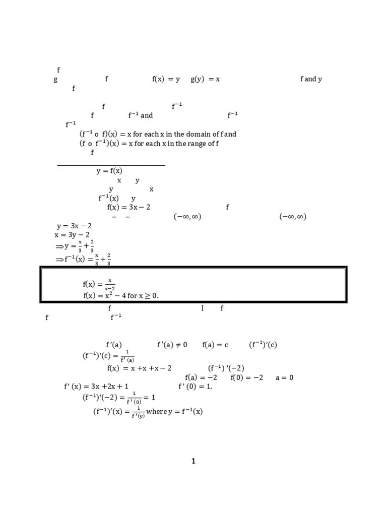 Chapter 1 Inverse Function | PDF | Function (Mathematics) | Exponential ...