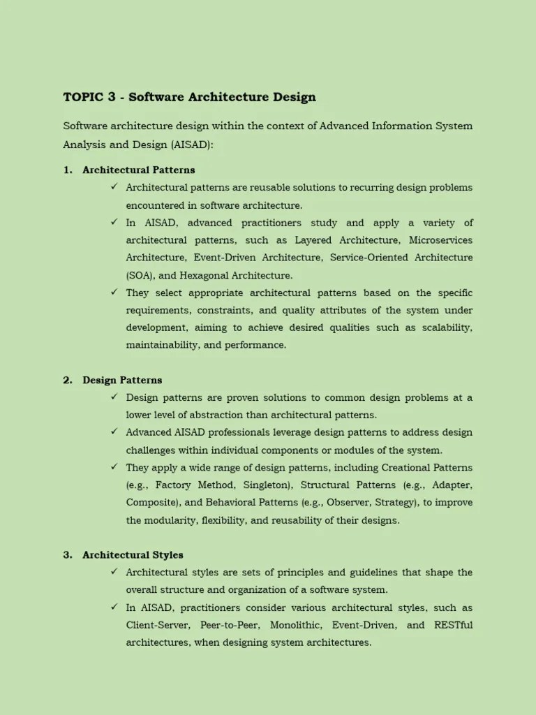 XISAD Topic3 Software Architecture Design | PDF | Software Architecture ...