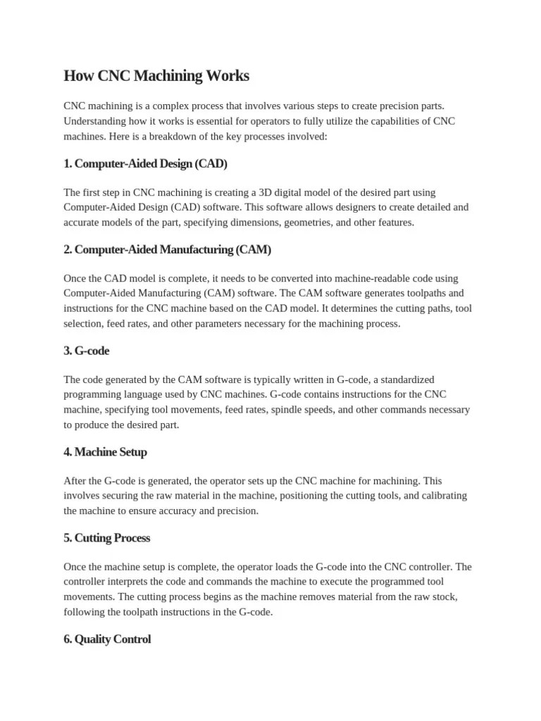 How CNC Machining Works | PDF | Numerical Control | Machining