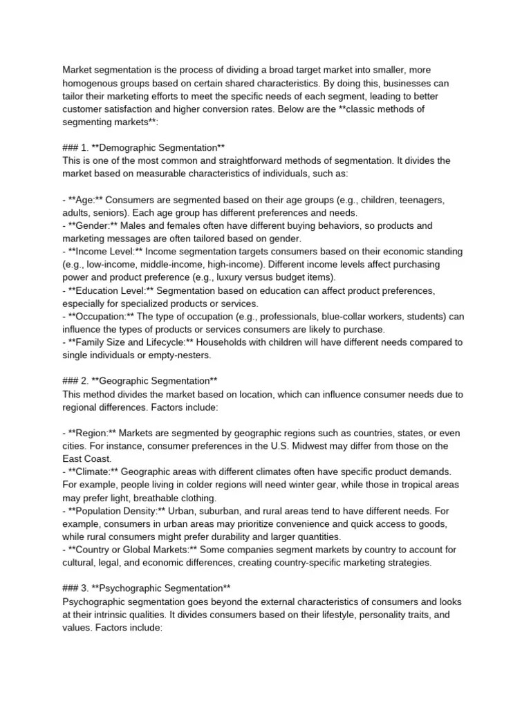 Market Segmentation | PDF | Market Segmentation | Marketing